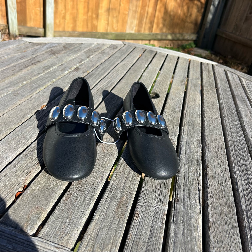 A New Day Black Flats With Silver Accents
